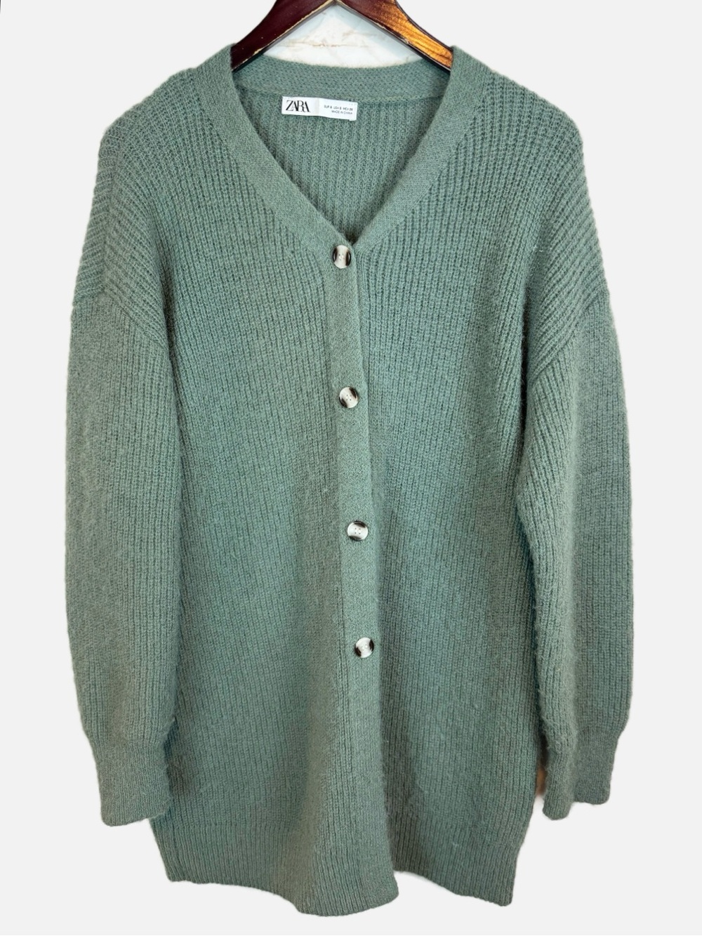Zara | Ribbed Button Down Long Cardigan, S